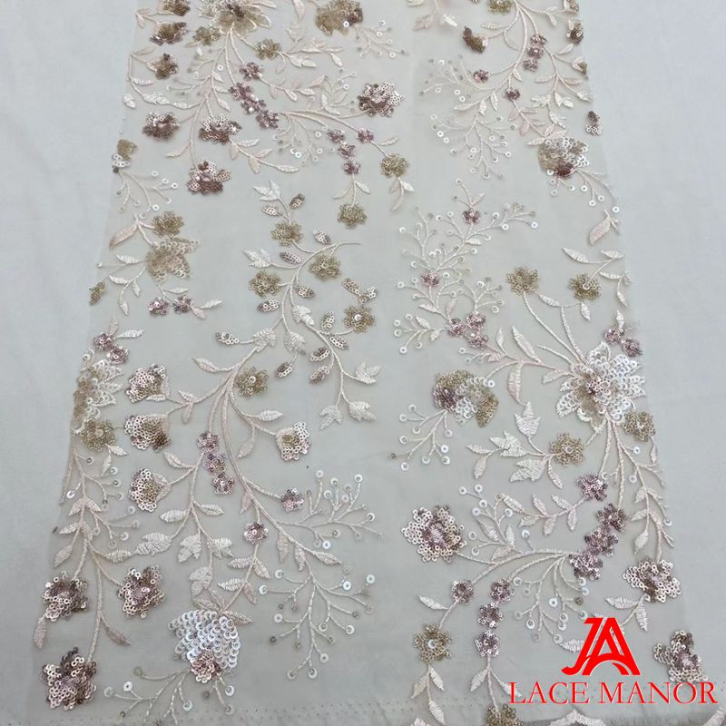 混纺服装亮片刺绣布料蕾丝面料