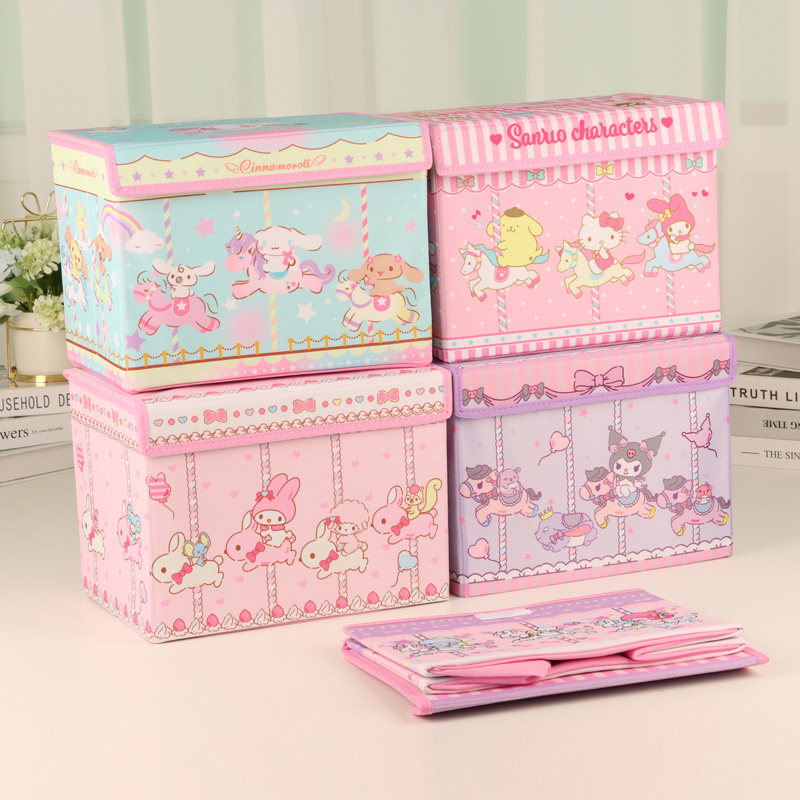 可爱卡通美乐蒂桌面收纳箱带盖软妹学生宿舍杂物篮化妆品折叠箱子,收纳整理,收纳箱,淘宝优惠券,粉丝福利购,淘宝优惠卷