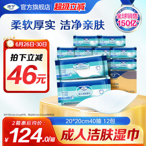 添宁随身装40抽*12包洁肤湿巾