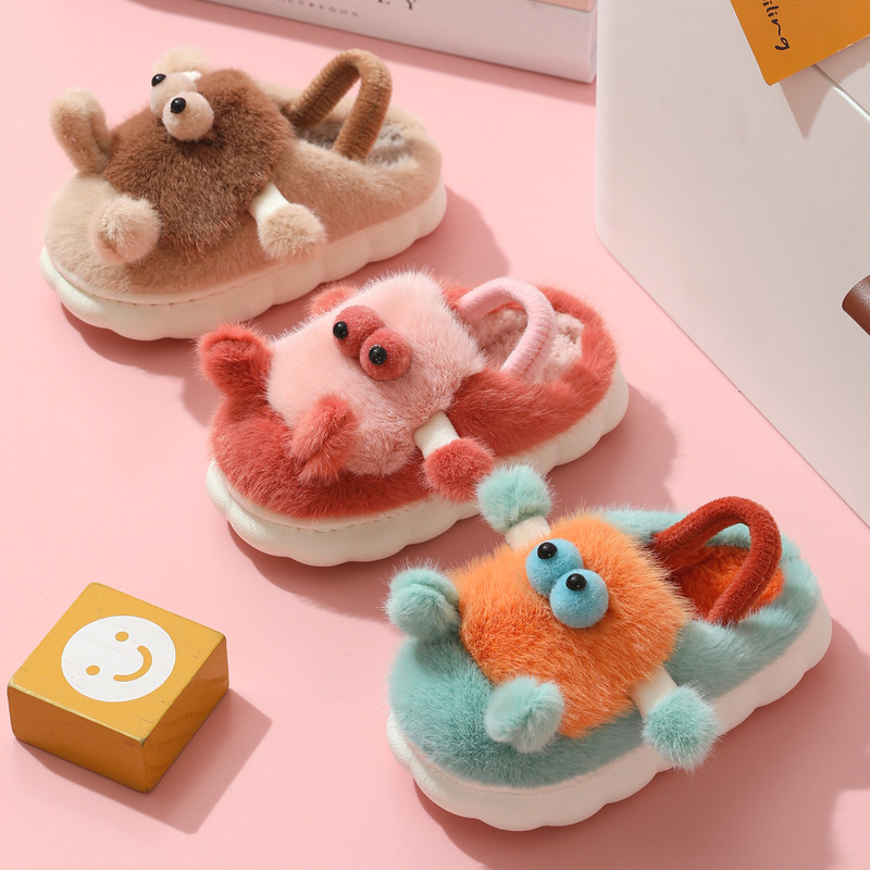 可爱萌宝宝棉拖鞋男冬季室内防滑2厚底踩屎感儿童棉拖鞋女童1-3岁