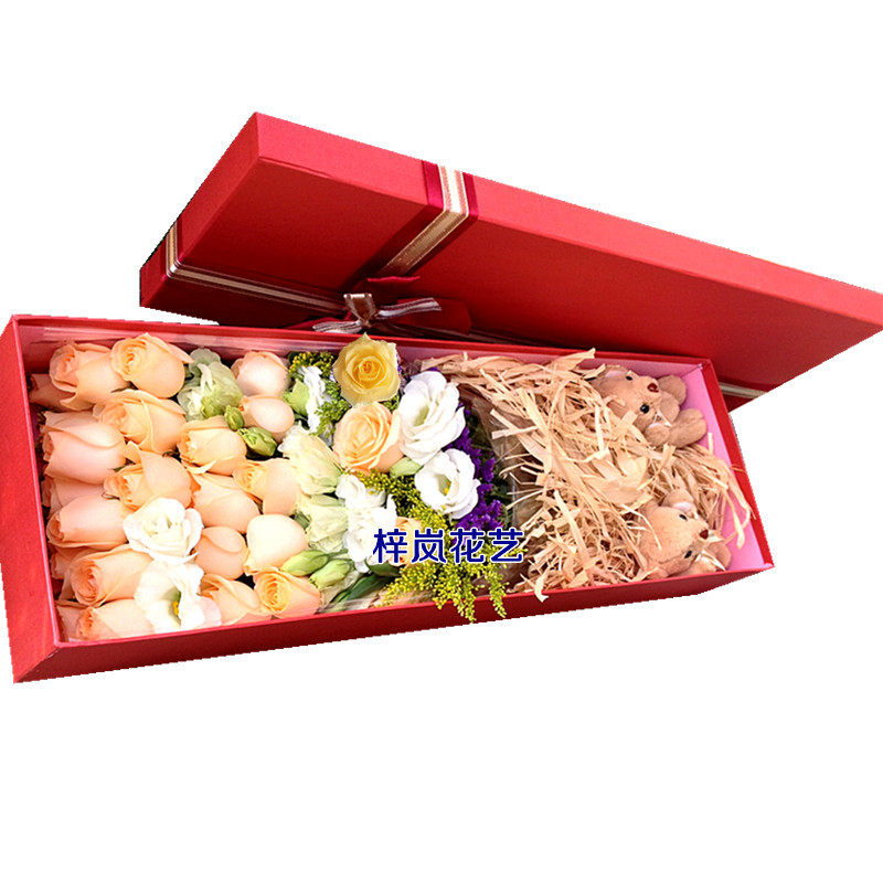 天津快递橘梗玫瑰花盒