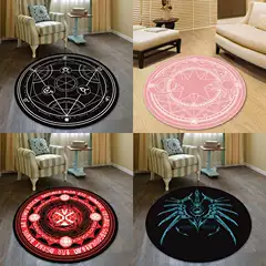 Round Floor Mat Magic Circle Two-Dimensional Bedroom Study Foyer Decoration Non-Slip Carpet Hanging Basket Drum Floor Chair Mat Carpet