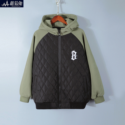 胖童装男童夹棉外套加厚卫衣胖男孩秋冬中大童男装薄棉服加肥加大