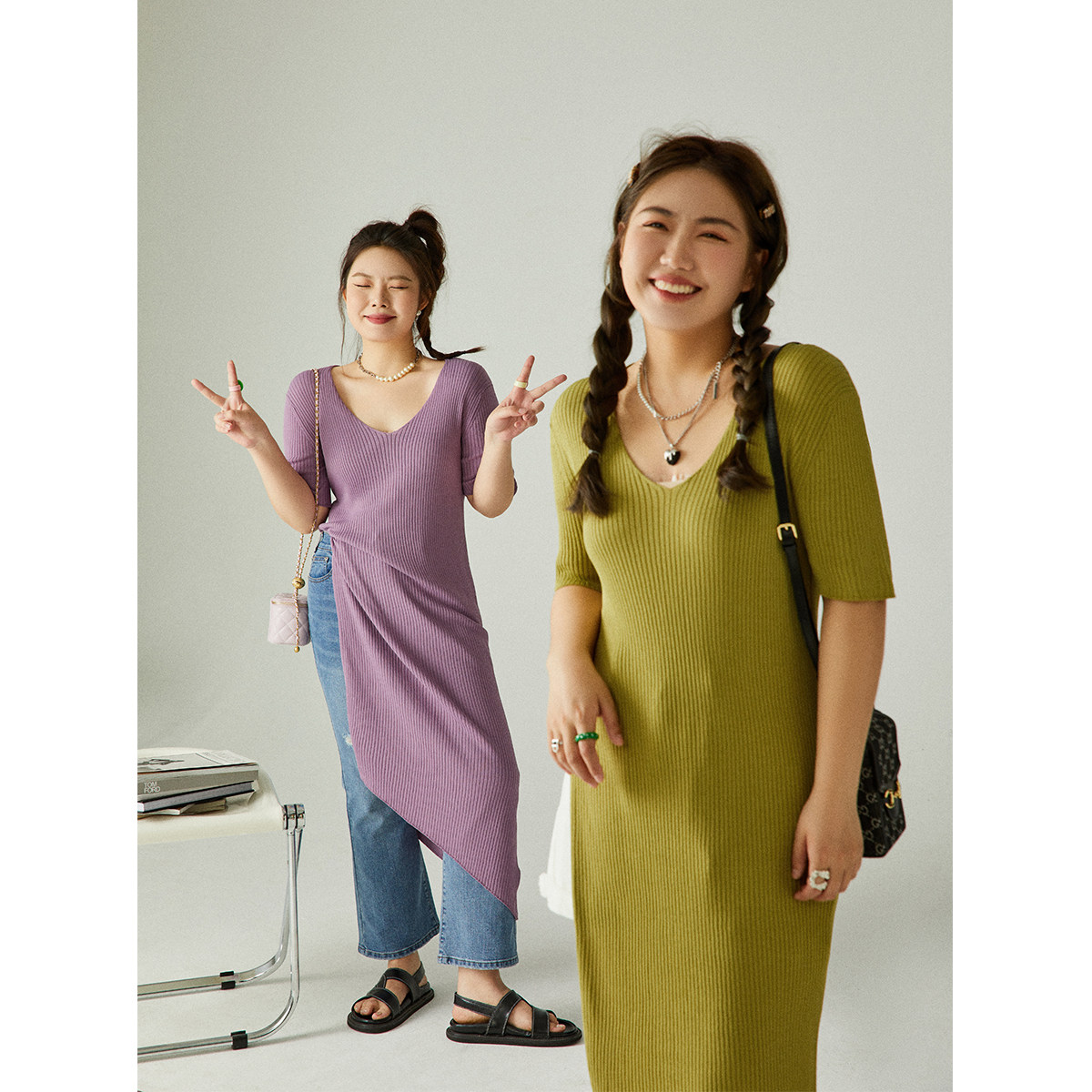 晶咕白标DADATATA针织连衣裙女大码中长款开叉裙子,女装/女士精品,连衣裙,淘宝优惠券,粉丝福利购,淘宝优惠卷