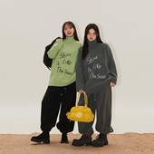 晶咕白标DADATATA翻领半拉链上衣＋字母松紧腰裤 子套装