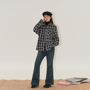 晶咕白标DADATATA假两件格子衬衫＋设计感牛仔裤