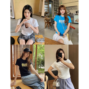 晶咕白标DADATATA印花正肩短袖 上衣 T恤女夏季 大码