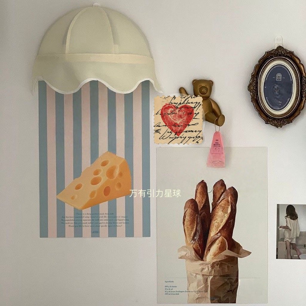 韩国小清新甜品面包烘焙咖啡店推荐海报 ins博主拍照背景艺术自粘