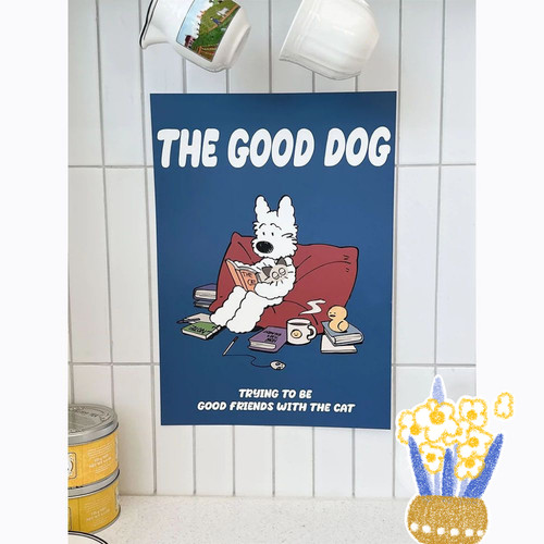 卡通可爱蓝色小狗韩国海报