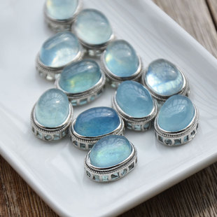 17MM项链手链饰品配件串珠DIY 君绾青丝天然海蓝宝魔盒水晶盒子13