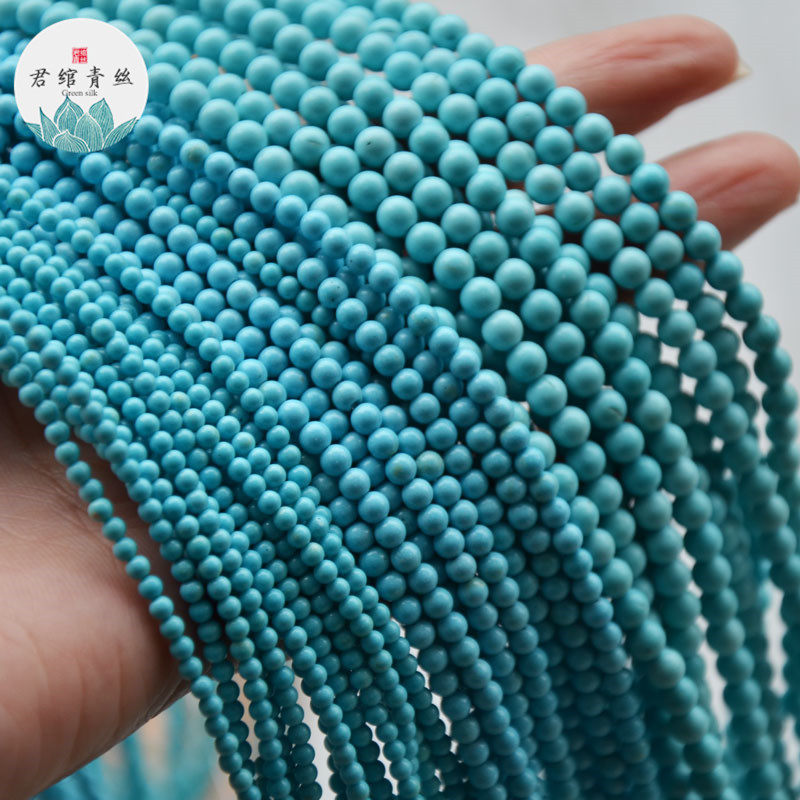 天然石松石圆珠迷你蓝松散珠