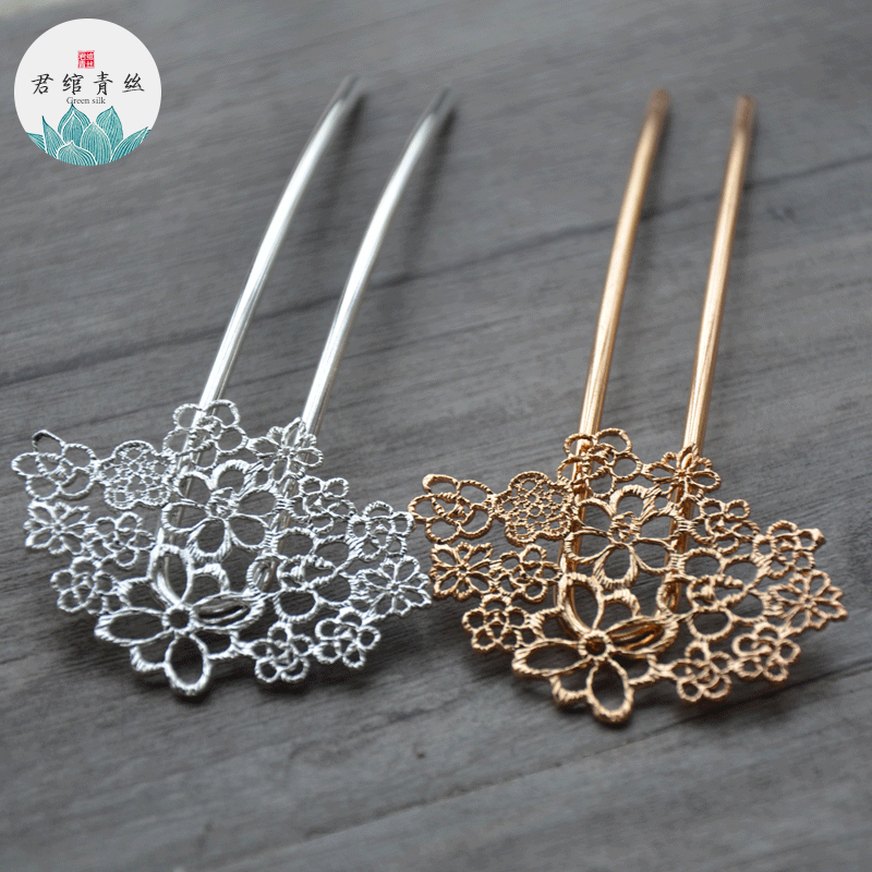 纯铜镀保色11CM蕾丝簪子发簪U型