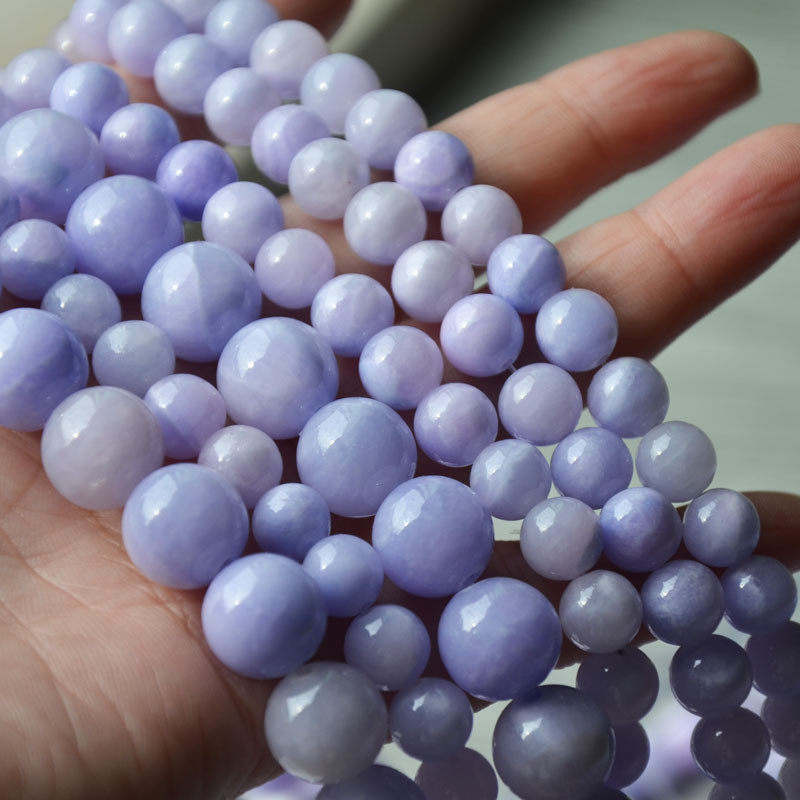 君绾青丝天然石优化紫锂辉6/8/10/12MM圆珠散珠手串项链饰品diy