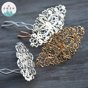 君绾青丝纯铜保色镀金发冠主体手工焊接 基础小冠汉服配饰diy材料