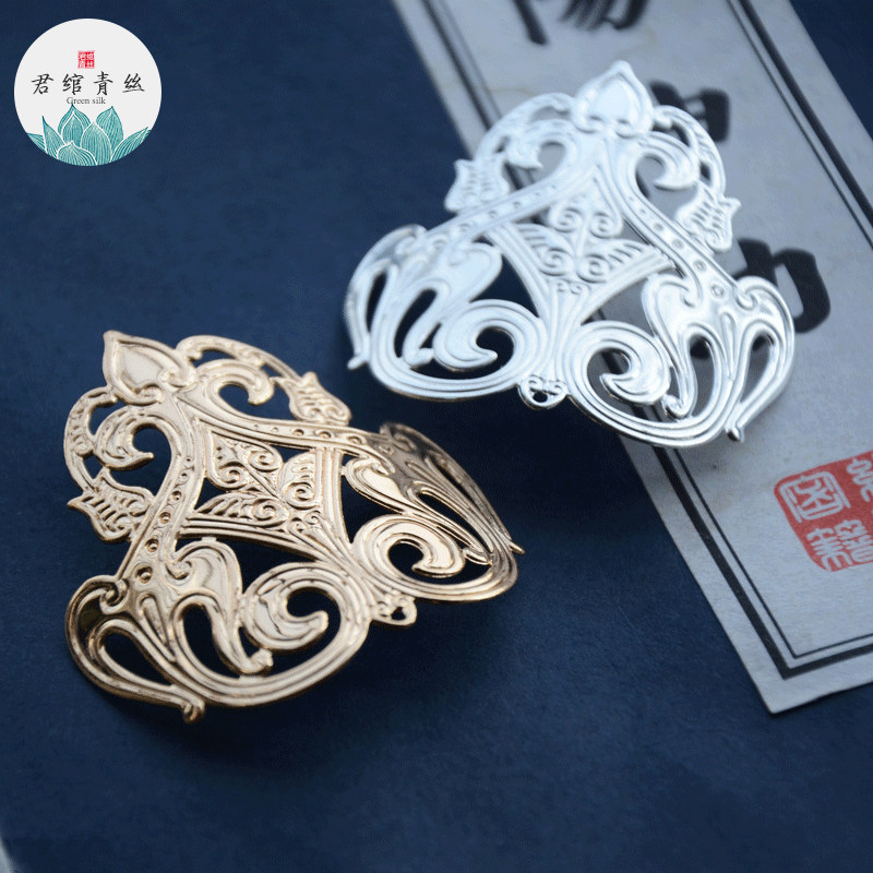 君绾青丝纯铜镀保色发簪黑桃皇冠大花片44*48mm发冠配件手材料diy