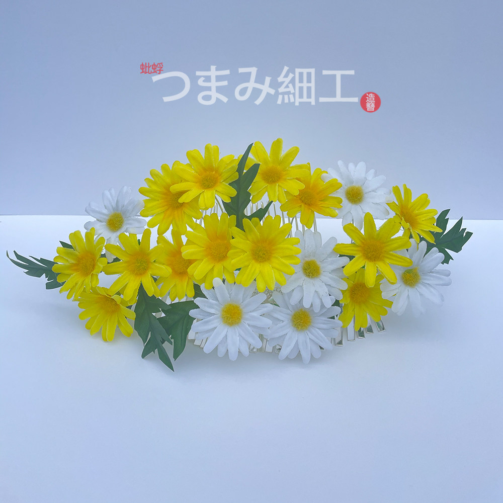 日本和服巫女神社神明少女 菊花横簪 仿真花头饰