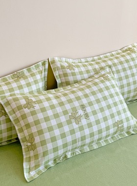 2026新款枕套一对装纯棉48cm×74cm单个加厚粉绿色枕头套装可爱女