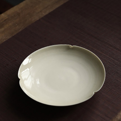 草木灰壶承茶点盘｜仿古青灰釉茶壶小托盘干泡盘复古陶瓷家用茶具