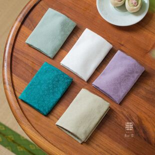 联珠团羊纹茶巾 知舍织造 瞬吸水 传统纹样 中国色茶席 原创设计