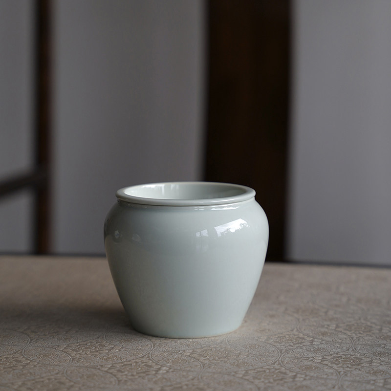 禄意窑景德镇纯手工陶瓷素胎仿古茶洗高档茶具名窑口渣斗废水盂