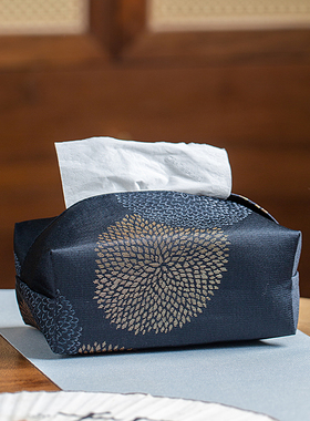 知舍抽纸盒长安菊中式禅意茶道垫手工中式高端茶具配件百搭