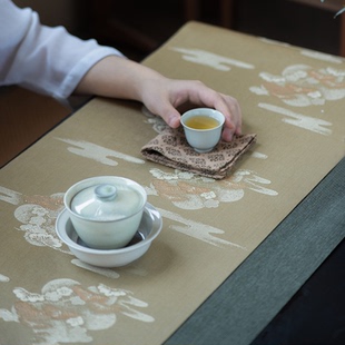 云松茶席 织锦金丝提花工艺 茶垫 桌旗 六色 传统纹样   原创设计