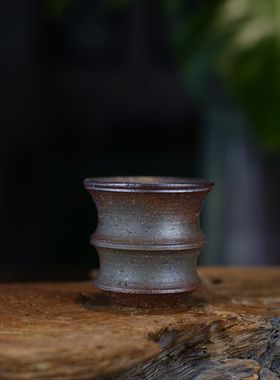 龙窑柴烧杯柴窑自然落灰主人杯陶瓷纯手工竹节杯孤品大容量茶空间