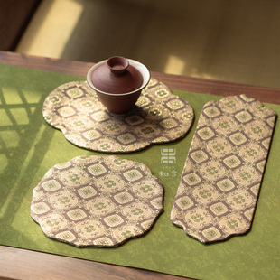 知舍出品安平如意壶承 新中式复古宫廷风隔热手工双层茶桌垫原创