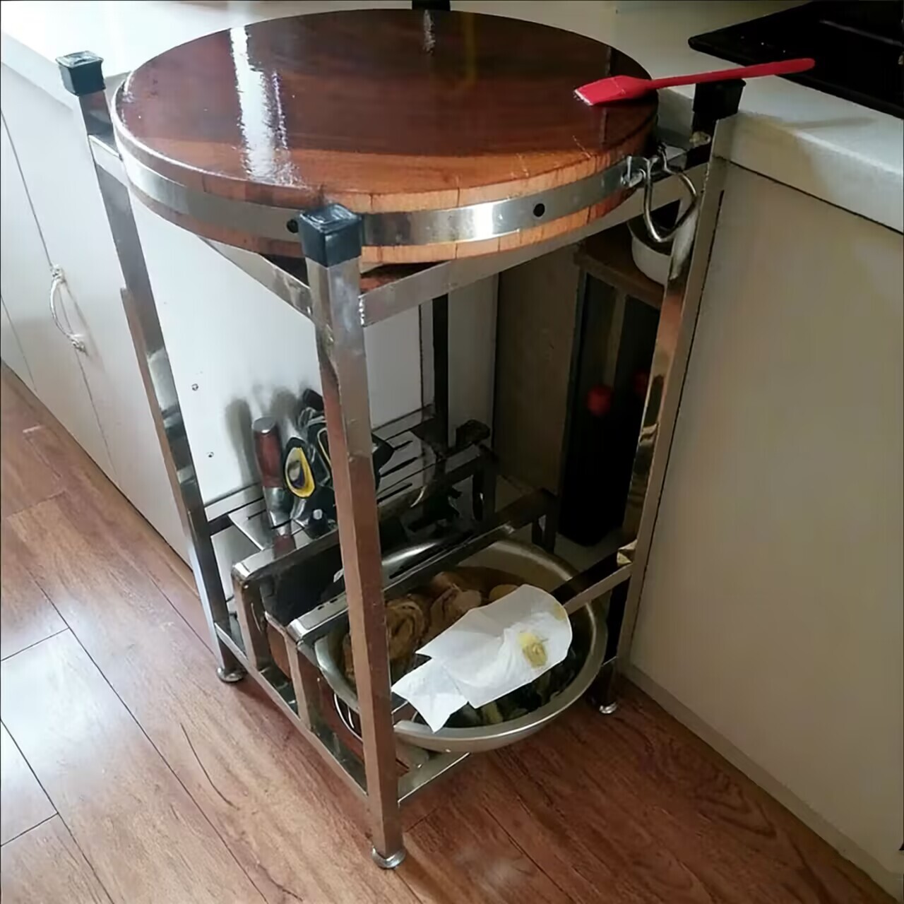 新特厚不锈钢菜墩砧板架落地式剁肉立体架子剁鸡鸭肉切菜托架家用