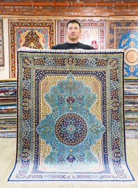 天匠手工地毯美式法式别墅卧室真丝波斯地毯122x183cm