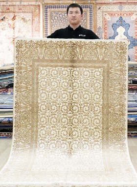 天匠真丝地毯欧式风格波斯地毯别墅手工地毯上门试铺122x183cm