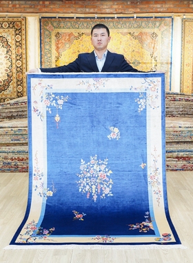 天匠手工地毯中式风格真丝地毯黄花梨家具卧室地毯122x183cm