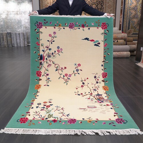 天匠新中式羊毛地毯复古风格手工打结送礼耐看地毯122x183cm