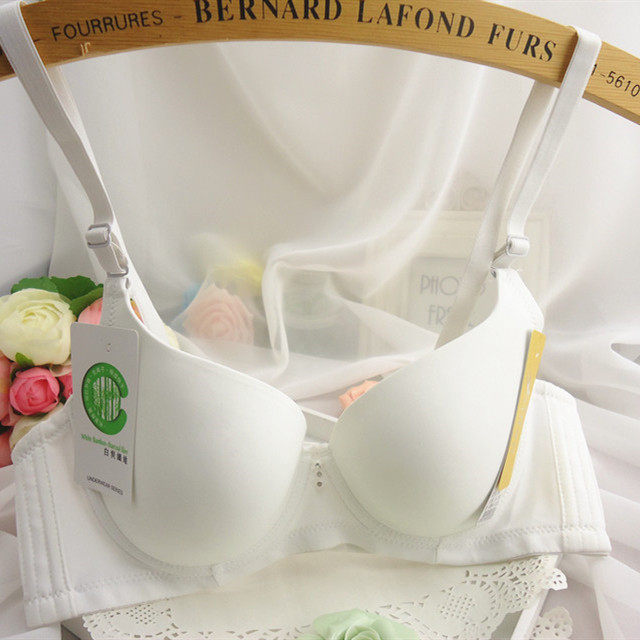 白炭纤维超薄杯夏季光面无痕简约文胸聚拢性感调整白色内衣90b杯