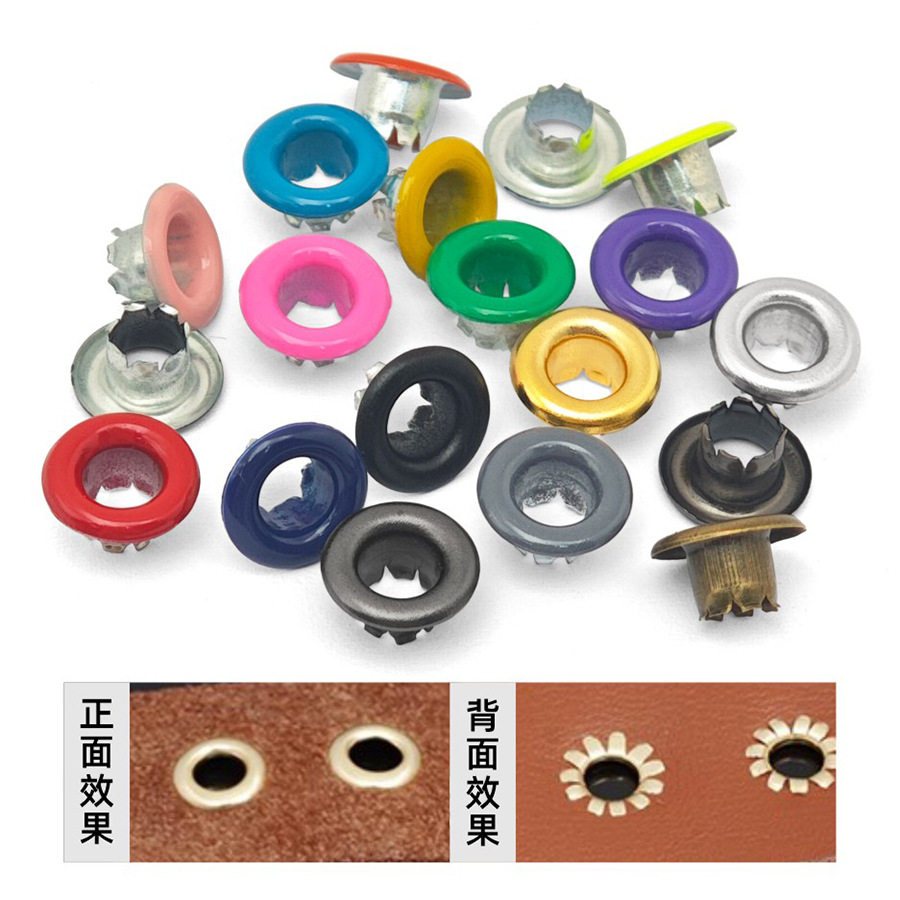100个铁质开花鸡眼扣裂边圆边彩色气眼扣鞋带帽子吊牌穿孔圈