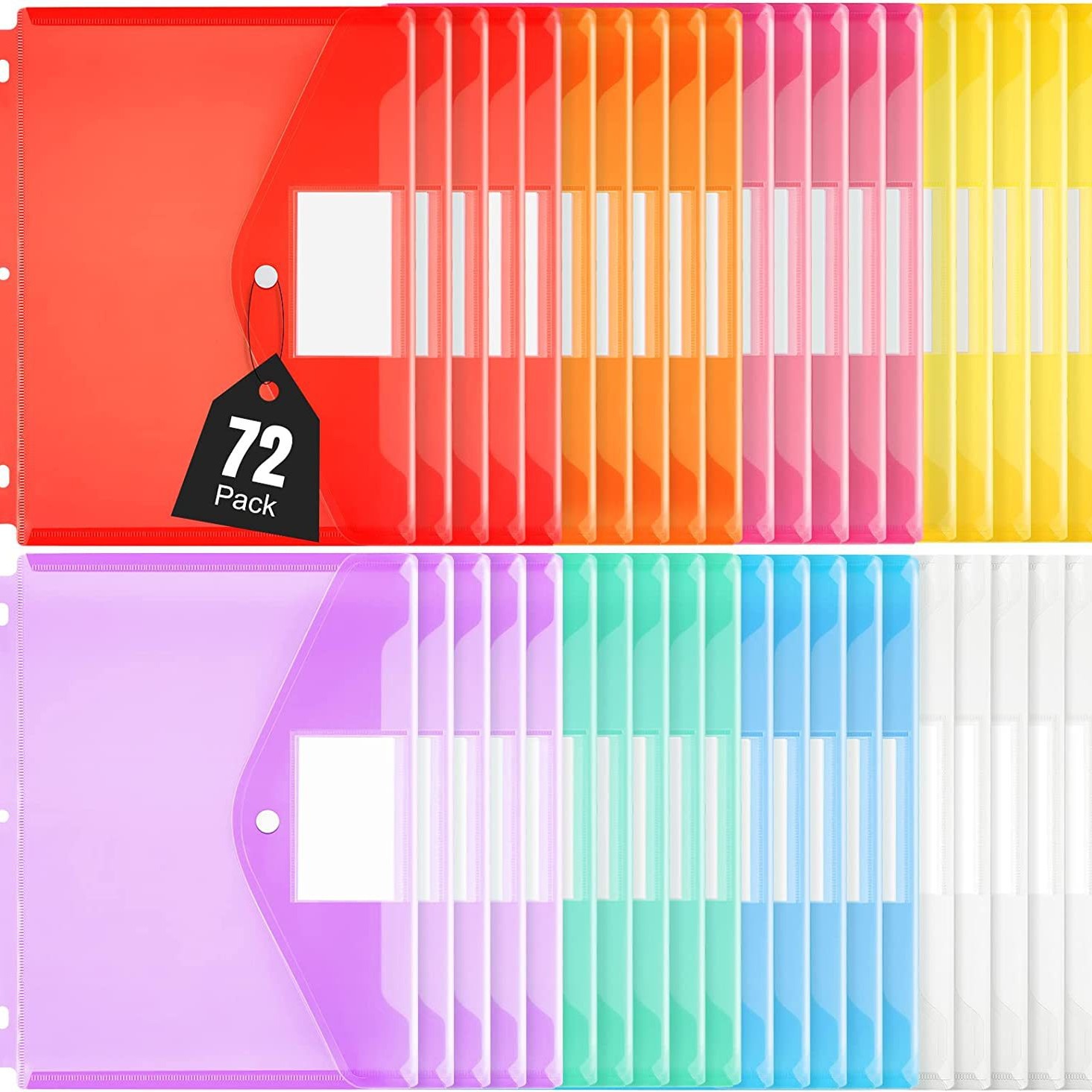 亚马逊热销A4按扣文件袋加厚防水考试袋 pp三孔活页袋 多页文件夹