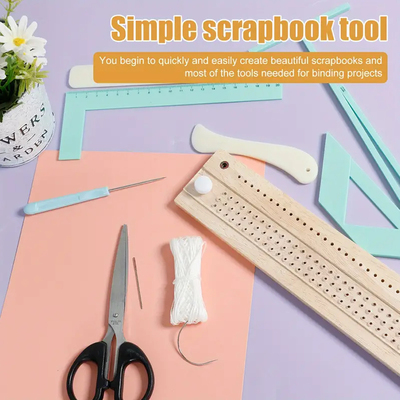 Handmade Book Cover binding Tool封面制作定位尺打孔缝线装订器