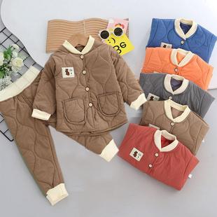 儿童棉衣棉裤套装2025宝宝男宝秋冬夹棉加厚棉袄内胆打底棉服外穿