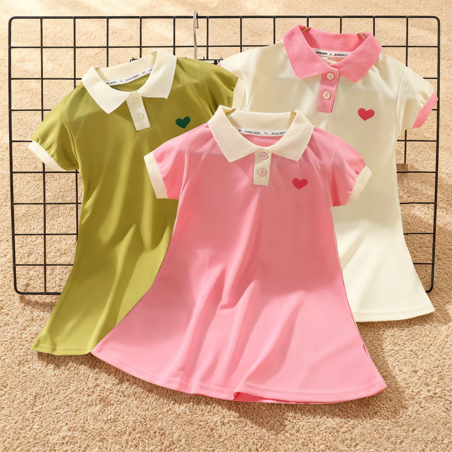 儿童连衣裙女童2025夏季新款翻领学院风裙子女宝宝女宝纯色polo裙,童装/婴儿装/亲子装,连衣裙,淘宝优惠券,粉丝福利购,淘宝优惠卷