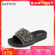 Dép Daphne 2019 Summer Dép nữ Flash Diamond Hạt thoải mái Nền dày Mặc Shine Glyte Net Red Beach Sandals - Dép