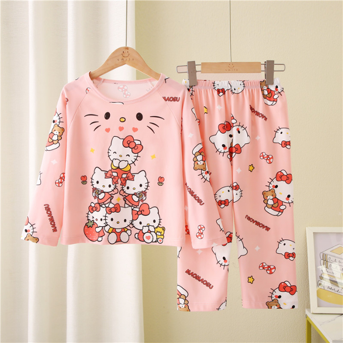 HelloKitty卡通睡衣女童儿童春秋薄长袖三四五六七八九十岁凯蒂猫