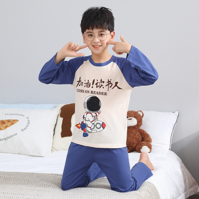 儿童睡衣太空人男孩小孩纯棉中大男女童长袖家居服春装秋夏薄套装