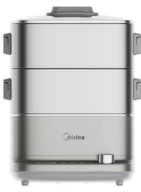 美的电蒸锅蒸煮一体分体式可拆洗3层大容量不锈钢蒸笼ZGC2323ZD88