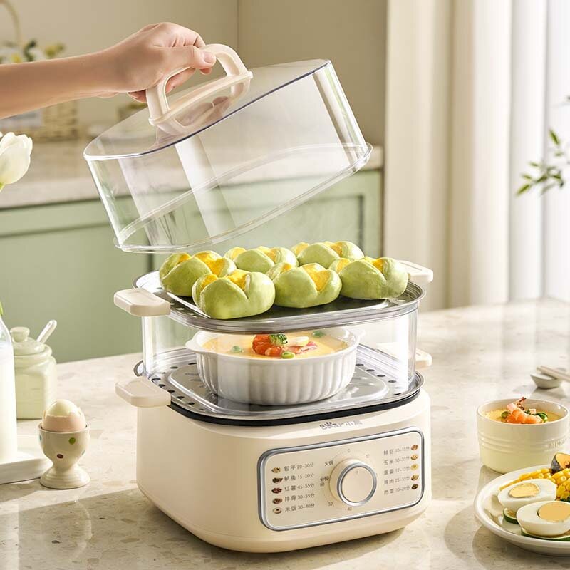 小熊多功能电蒸锅DZG-HA0N7 家用小型蒸汽锅多层可视早餐机电蒸笼