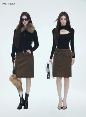 Dailyshero*Office智性烟管裙——Olive特调色！麂皮绒感包臀半裙