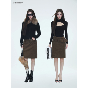 Dailyshero*Office智性烟管裙——Olive特调色!麂皮绒感包臀半裙