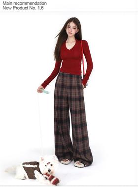 现货【又是圣诞又是新年】“490g过冬版”对格格子裤/red打底