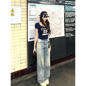 主推——美高girl亚裔印花T Frank加州单宁 黄泥感牛仔裤