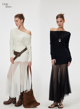 限量【vibe腔调纱裙】主推top！轻量感裙摆剪裁不规则微透网纱裙