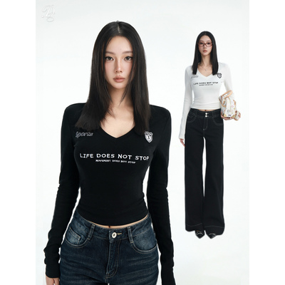 限量Dailyshero*Sports球衣T—240g掐腰版！高弹v领修身长袖上衣